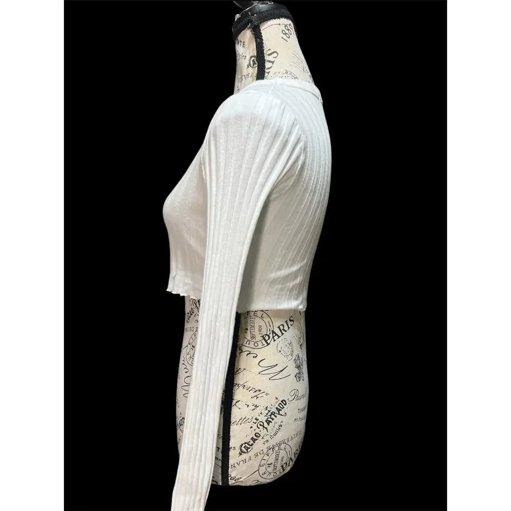 Cotton Citizen White Cropped Long Sleeve Robed Shirt Size XS NEW - Picture 2 of 4